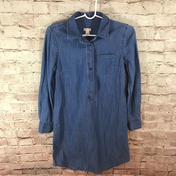 J. Crew Chambray Shirtdress Long Sleeve Denim - Picture 2 of 6